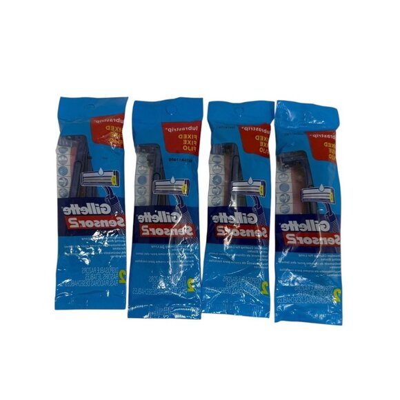 4 Packs Disposable Gillette Sensor 2 Razors Twin Pack Comfort Blades - Picture 1 of 2